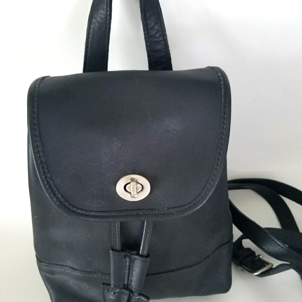 Black Leather Coach Backpack